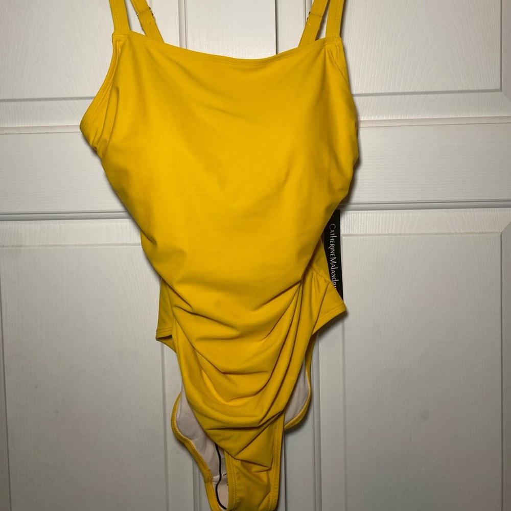 NWT $120R. Catherine Malandrino One Piece Swimsuit Size L  Yolk Yellow